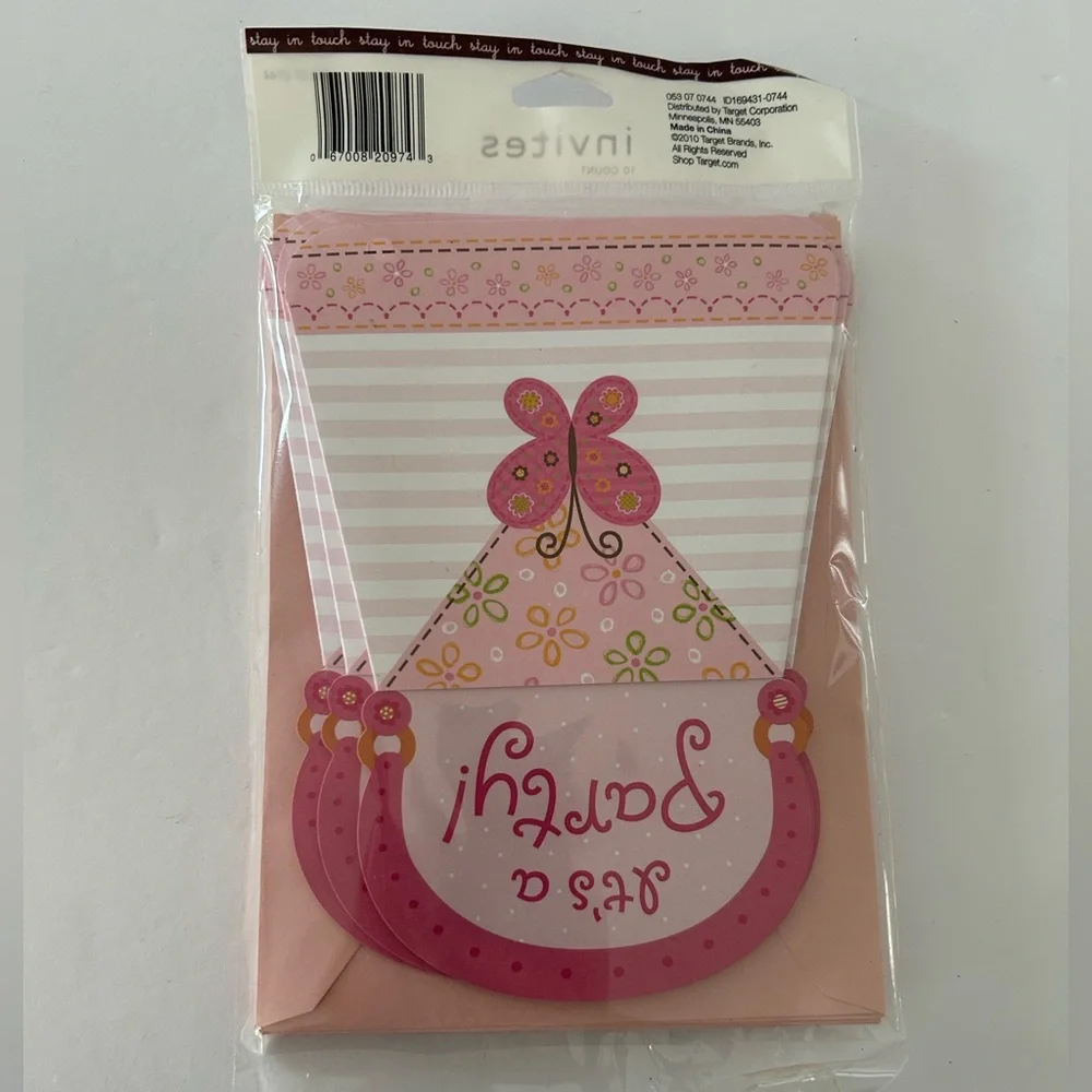 🦋 5/$25 - (2010) “It’s A Party” Purse Shaped Invitation Cards by Carlton Cards